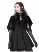 Gothic Style Velvet Material Unique Skull Print Short Spiked Hem Loose Hooded Cape