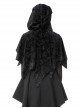 Gothic Style Velvet Material Unique Skull Print Short Spiked Hem Loose Hooded Cape