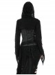 Gothic Style Dark Hollow Spider Web Gauze Irregular Trumpet Sleeves Black Hooded Shawl