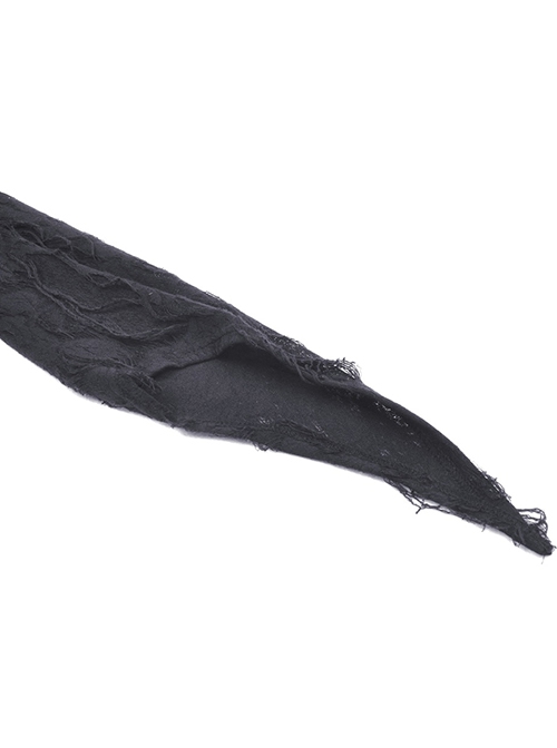 Gothic Style Dark Hollow Spider Web Gauze Irregular Trumpet Sleeves Black Hooded Shawl