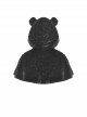 Dark Gothic Style Plush Bear Ears Metal Buckle Design Warm Windproof Black Hooded Short Cape