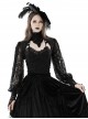 Gothic Style Exquisite Dark Pattern Retro Lace Stitching Stand Collar Long Sleeves Hollow Black Cape