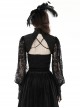 Gothic Style Exquisite Dark Pattern Retro Lace Stitching Stand Collar Long Sleeves Hollow Black Cape