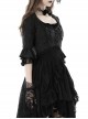 Gothic Dark Style Exquisite Dark Pattern Round Neck Patchwork Retro Palace Elegant Black Half Sleeve Blouses