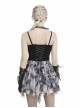 Punk Style Cool Silver Metal Buckle Decorated Black Tight Suspender Corset Top