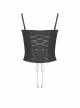 Punk Style Cool Silver Metal Buckle Decorated Black Tight Suspender Corset Top