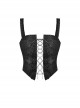 Gothic Style Backless Delicate Jacquard Fabric Flower Lace Decoration Black Sexy Suspender Tight Corset Top