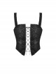 Gothic Style Backless Delicate Jacquard Fabric Flower Lace Decoration Black Sexy Suspender Tight Corset Top