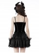 Gothic Style Spider Web Lace Silver Cross Round Rivets Decorated Black Red Color Match Velvet Suspender Corset Top