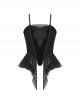 Gothic Style Gorgeous Retro Velvet Strap Lace Fishtail Hem Black Tight Suspender Corset Top