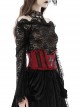 Gothic Style Jacquard Black Lace Embellish Leather Cross Decoration Elastic Strap Red Underbust Corset