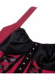 Gothic Style Silver Metal Round Rivet Ribbon Lace Decoration Stretch Black And Red Tight Suspender Top