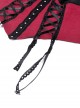 Gothic Style Silver Metal Round Rivet Ribbon Lace Decoration Stretch Black And Red Tight Suspender Top