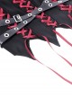 Gothic Style Unique Waist Leather Strap Red Cross Ribbon Spiked Hem Elastic Black Tight Suspender Corset Top