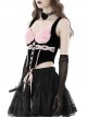 Gothic Style Chest Sweet Three-Dimensional Rose Pattern Pink Lace Cross Ribbon Decoration Black Velvet Vest