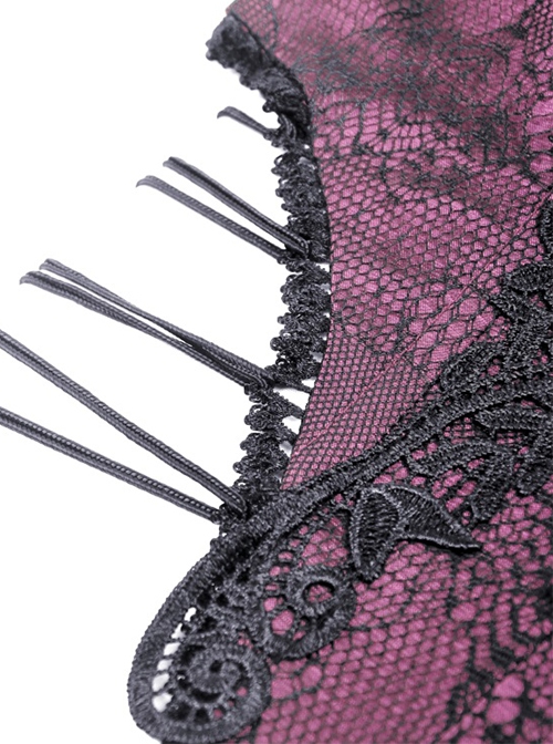 Gothic Style Palace Retro Embroidery Lace Decoration Both Sides Sexy Hollow Straps Purple Gorgeous Corset
