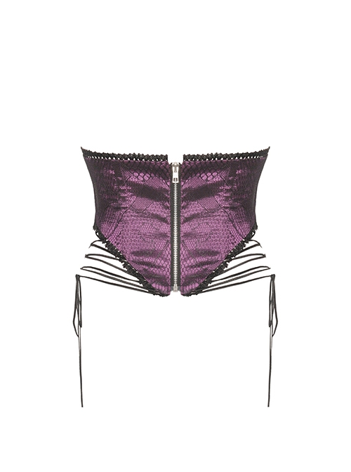 Gothic Style Palace Retro Embroidery Lace Decoration Both Sides Sexy Hollow Straps Purple Gorgeous Corset