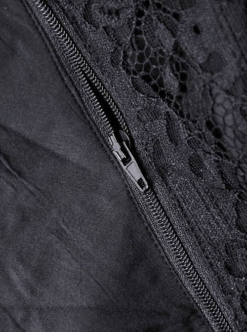 Gothic Style Retro Lace Dark Pattern Elastic Ribbon Mysterious Black Tight Suspender Corset Top