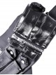 Punk Style Motorcycle Shiny PU Leather Cross Strap Silver Metal Round Rivets Decorated Black Tight Belt