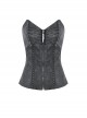 Punk Style PU Leather Adjustable Straps On The Back Cool Metal Zippers Sexy Tube Corset Top