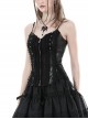 Gothic Style Crocodile Pattern Reflective PU Leather Lace Stitching Hem Drawstring Design Suspender Corset Top