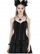 Gothic Style Crocodile Pattern Reflective PU Leather Lace Stitching Hem Drawstring Design Suspender Corset Top