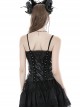 Gothic Style Crocodile Pattern Reflective PU Leather Lace Stitching Hem Drawstring Design Suspender Corset Top