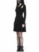 Punk Style Sexy Hollow Strapless Backless Cool Mysterious Black Long Sleeve Hooded Short Dress