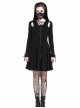 Punk Style Sexy Hollow Strapless Backless Cool Mysterious Black Long Sleeve Hooded Short Dress