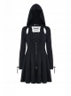 Punk Style Sexy Hollow Strapless Backless Cool Mysterious Black Long Sleeve Hooded Short Dress