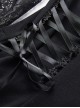 Gothic Style Sexy Halterneck Straps Off Shoulder Lace Mesh Long Sleeve Waist Ribbon Design Black Short Dress