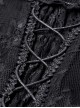 Gothic Style Sexy Hollow On The Chest Lace Half Sleeves Fringed Hem Black Suspender Short Dress