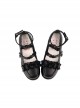 Merulu Series Versatile Lace Ruffles Bowknot Heart Metal Buckle Sweet Lolita Cute Round Toe Mary Jane Leather Shoes