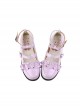 Merulu Series Versatile Lace Ruffles Bowknot Heart Metal Buckle Sweet Lolita Cute Round Toe Mary Jane Leather Shoes