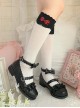 Merulu Series Versatile Lace Ruffles Bowknot Heart Metal Buckle Sweet Lolita Cute Round Toe Mary Jane Leather Shoes