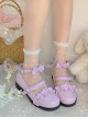 Merulu Series Versatile Lace Ruffles Bowknot Heart Metal Buckle Sweet Lolita Cute Round Toe Mary Jane Leather Shoes