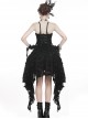 Gothic Style Retro Gorgeous Feather Lace Waist Slim Fit Side Long Hem Black Suspender Dress