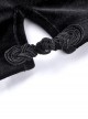 Gothic Style Velvet Stand-Up Collar Puff Sleeves Hollow Chest Retro Cheongsam Elegant Black Slim Fit Dress