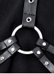 Punk Style Cool Metal Rivet Leather Strap Decoration Sexy Asymmetrical Black Suspender Long Dress