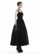 Gothic Style Luxury Lace Embroidery Elegant Slim Retro Velvet Black Sleeveless Suspender Dress