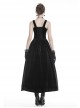 Gothic Style Luxury Lace Embroidery Elegant Slim Retro Velvet Black Sleeveless Suspender Dress