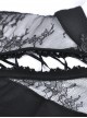Gothic Style Classical Stand Collar Sexy Hollow Lace Cheongsam Black Long Sleeve Short Dress