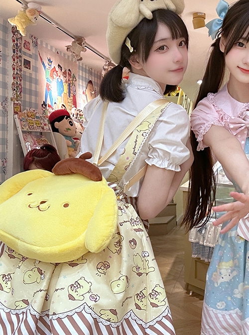 Star Gummy Series Cute Cartoon Sanrio Animal Stripe Print Bowknot Soft Girl Sweet Lolita Suspender Dress Crossbody Bag Socks Set