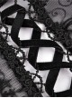 Gothic Style Elegant Velvet Lace Splicing Chest Hollow Hem Slit Black Tight Long Sleeve Dress
