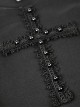 Gothic Style White Inverted Triangle Shawl Cross Lace Decoration Elegant Black Long Sleeve Dress