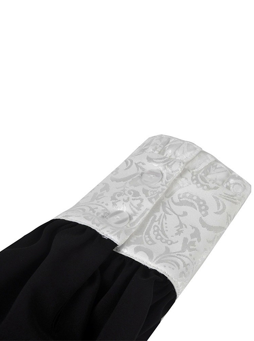 Gothic Style White Inverted Triangle Shawl Cross Lace Decoration Elegant Black Long Sleeve Dress