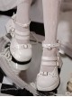 Metal Button Straps Elegant Punk Retro Silver Chain Gothic Lolita Round Toe High Heel Thick Sole Mary Jane Shoes