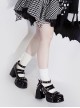 Metal Button Straps Elegant Punk Retro Silver Chain Gothic Lolita Round Toe High Heel Thick Sole Mary Jane Shoes