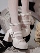 Metal Button Straps Elegant Punk Retro Silver Chain Gothic Lolita Round Toe High Heel Thick Sole Mary Jane Shoes