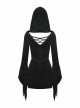 Gothic Dark Style Elegant Velvet Shoulder Hollow Backless Black Hooded Slim Fit Witch Short Dress